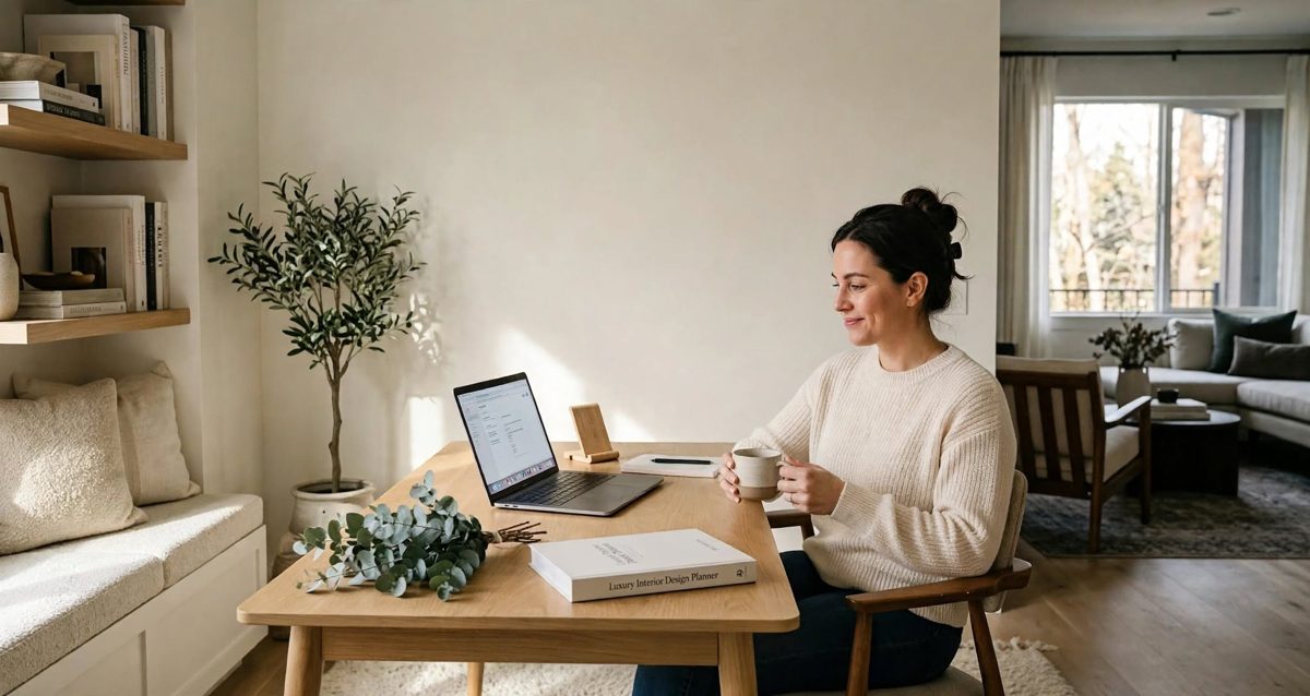 A transaction coordinator working calmly from a home office